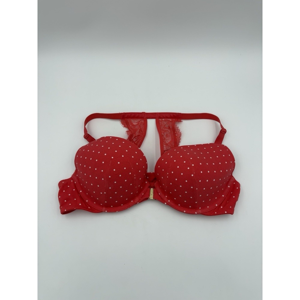 Cacique 40C Push Up Bra Red Lace Strappy Harness Front Close Sexy Lingerie